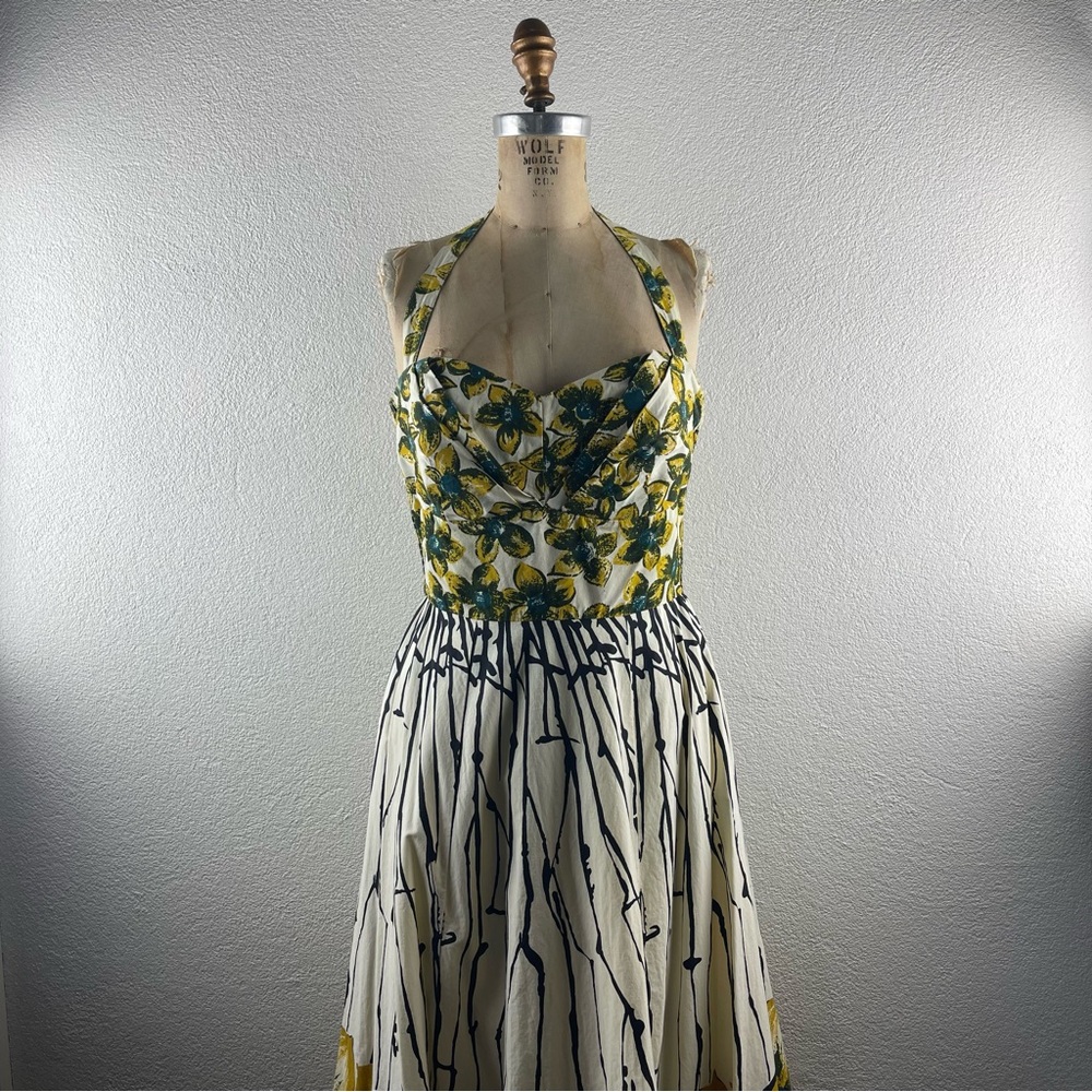 Anthropologie l 10 Girls From Savoy Retro Pinup Floral Halter Smocked Sun Dress